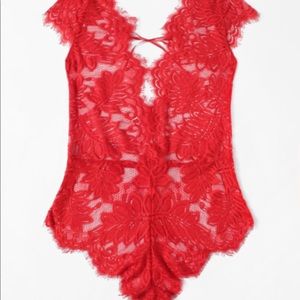 Lace trim body suit